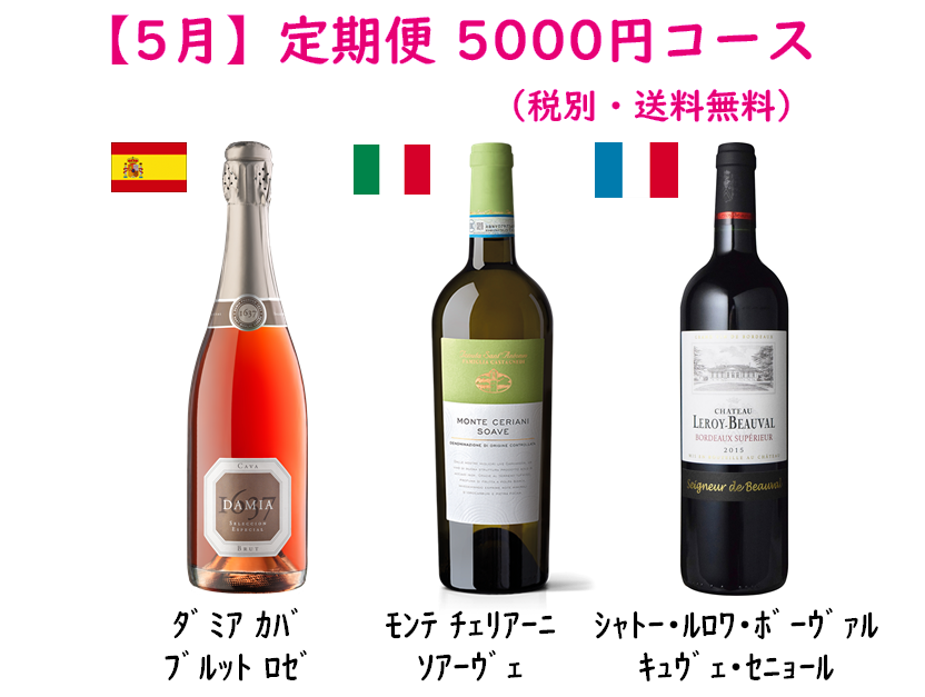 終了 ５月 おまかせ定期便 ５０００円コース 送料込 Wine くらしを彩るワイン リカーマルシェ