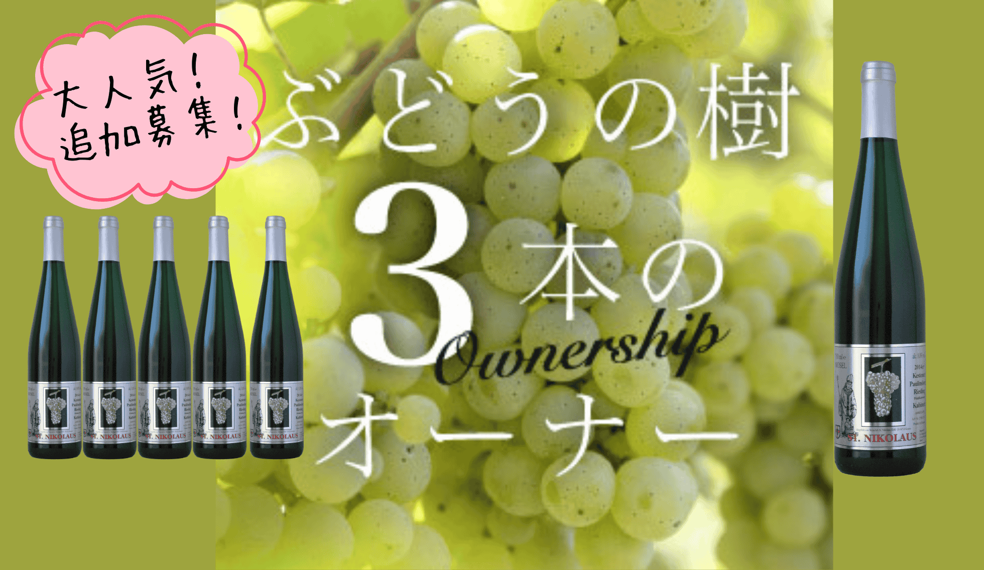 ぶどう樹３本のオーナー